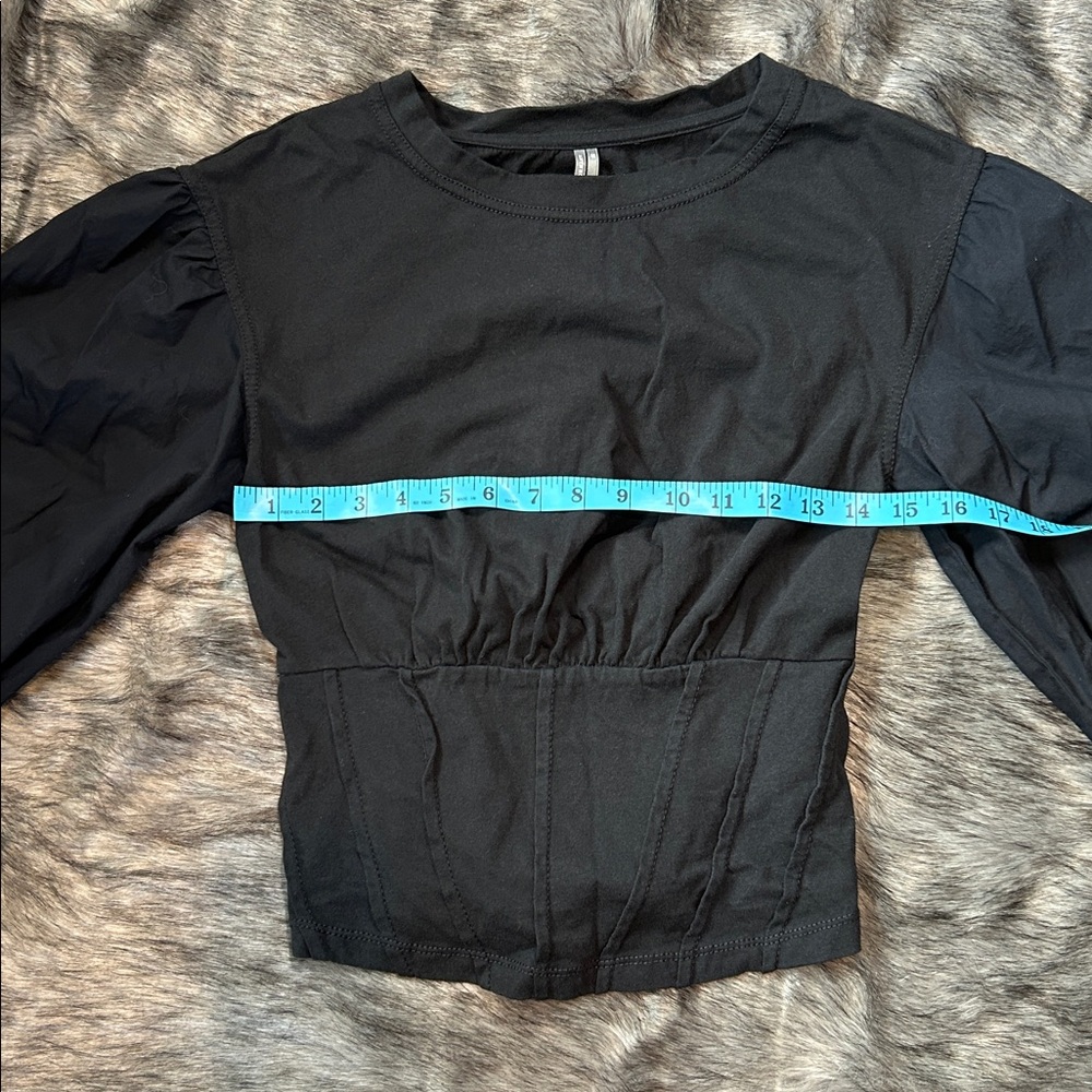 Anthropologie Balloon Sleeve Corset Top Black Women’s Size XS - Picture 7 of 12